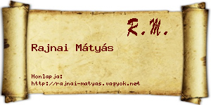 Rajnai Mátyás névjegykártya